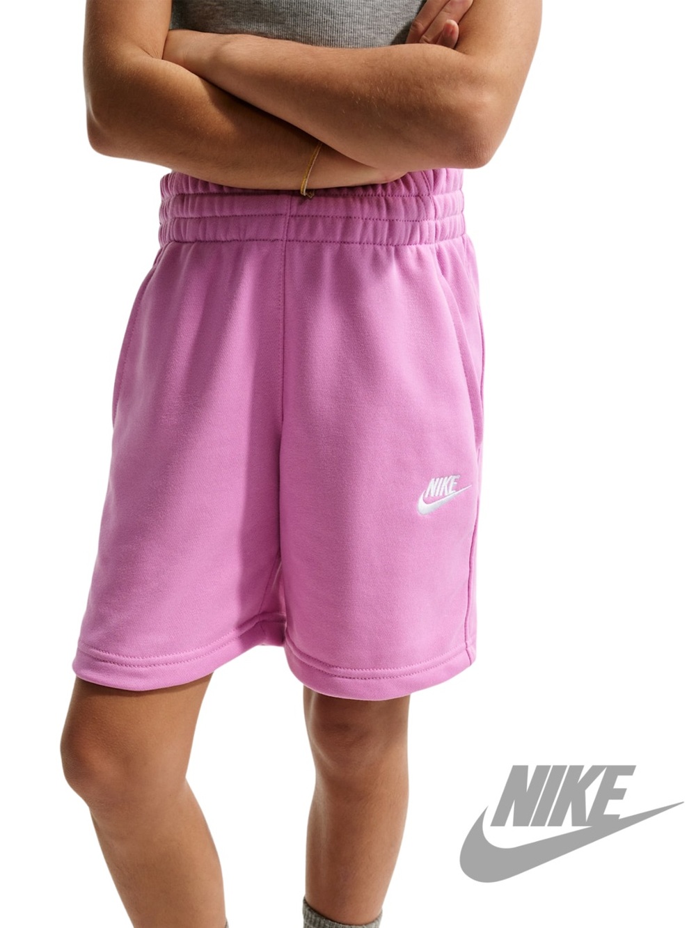 NIKE new All Kids Fit Sportswear Club Fleece French Terry Shorts